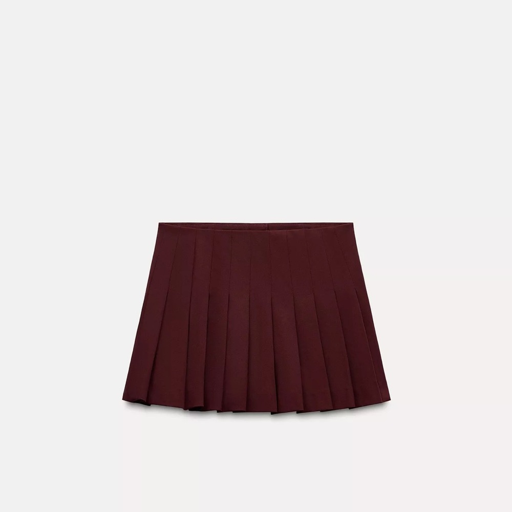 Zara burgundy Pleated Skirt